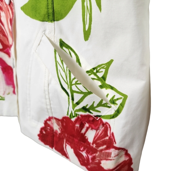 Chico's White Pink Floral Button Up Blazer Jacket Women's Size Large - Picture 7 of 10